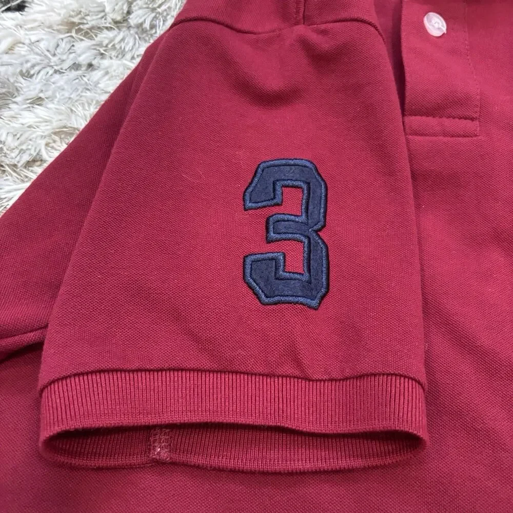 Polo Ralph Lauren Jeans Co Polo Shirt Mens M Red Big Pony #3 Cotton Short Sleeve